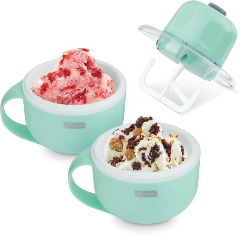 Dash My Mug Ice Cream Maker – Makes Single Serving of Gelato, Frozen Yogurt, Sorbet & More – Easy to Clean & Use – Aqua, 2 Bowls