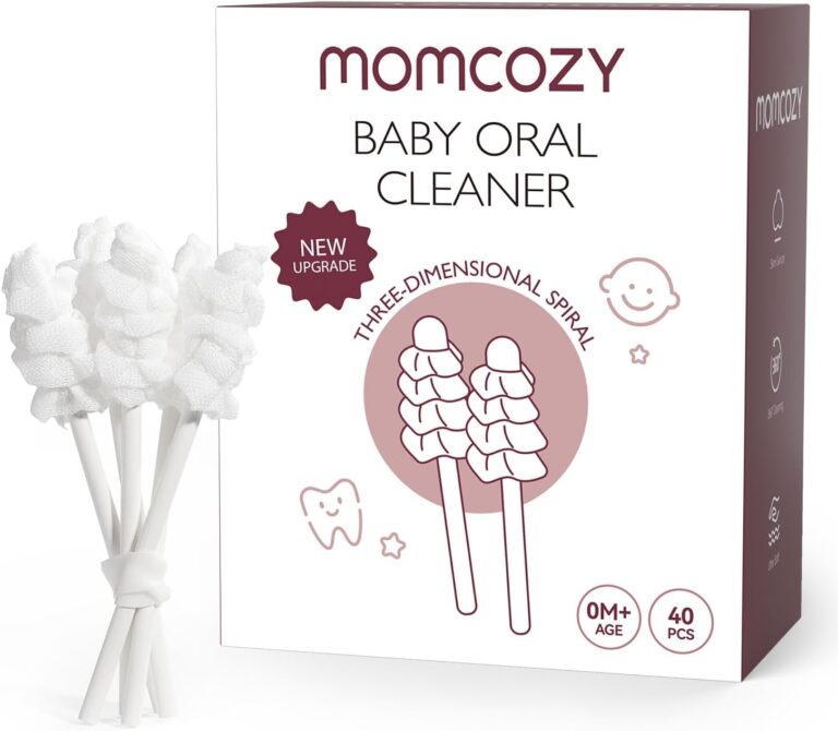 Momcozy Baby Tongue Cleaner Gauze, Baby Toothbrush Disposable Oral Cleaner, Toddler Tooth Brush for Tooth Mouth Gum Clean, Infant Toothbrush Oral Cleaning Stick, Baby Oral Cleaner Newborn, 40 Count