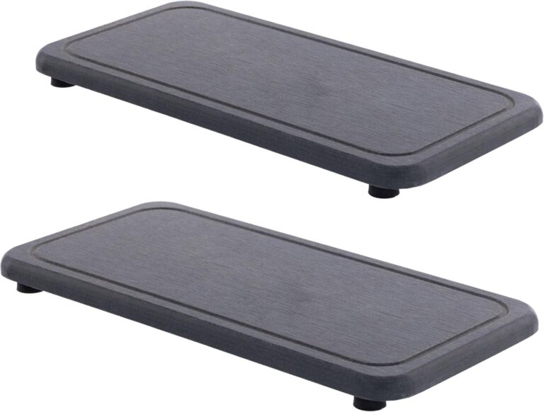 2 Pcs Water Absorbing Stone Trays, Kitchen/Bathroom Sink Soap Dish, Diatomite Tray Used for Hand Soap & Cosmetic Bottles in The Modern Home, 4″ W x 8.3″ L, Dark Gray