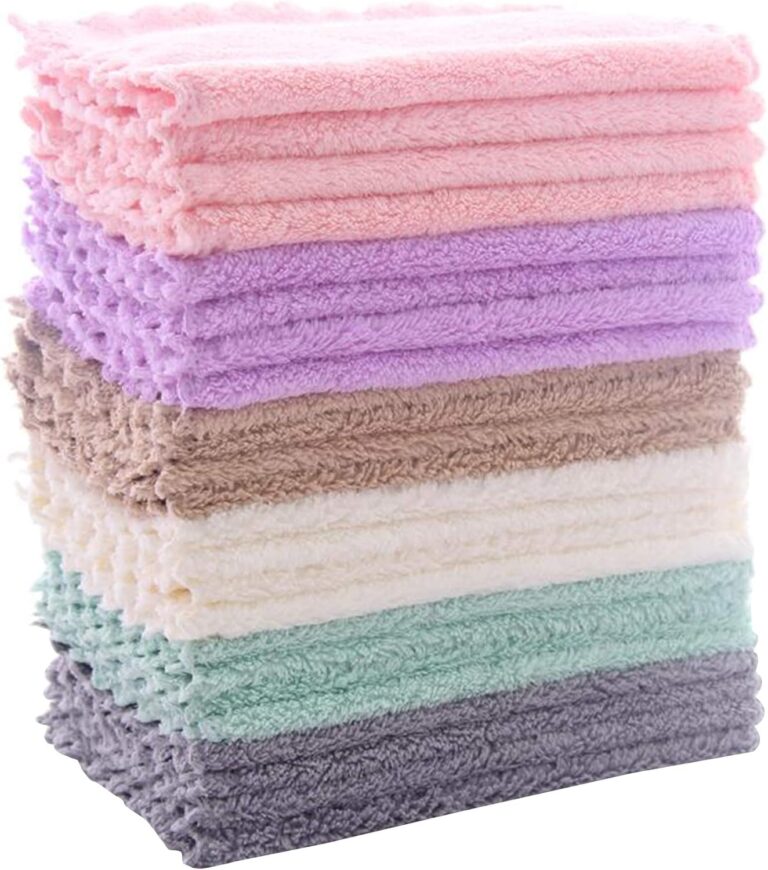 24 Pack Kitchen Dishcloths – Does Not Shed Fluff – No Odor Reusable Dish Towels, Premium Dish cloths, Super Absorbent Coral Fleece Cleaning Cloths, Nonstick Oil Washable Fast Drying (Multicolor)
