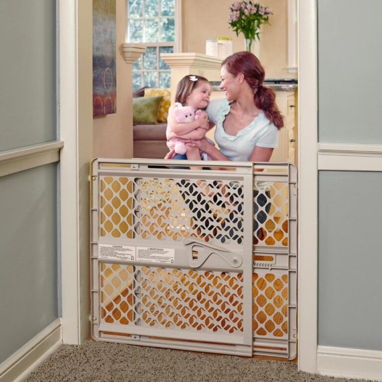 Toddleroo by North States – Supergate Ergo Baby Gate: Plastic Baby Gate for Stairs & Doorways – Adjustable Indoor Safety Gate – Made in USA – 26 to 42 Inches Wide – 26 Inches Tall – Sand