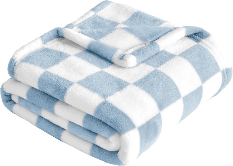 Yurhap Checkered Baby Blanket Fleece Baby Blankets for Boys, Ultra Soft Cozy Fluffy Infant Toddler Newborn Receiving Blankets for Crib Stroller, 30”x40”, Blue
