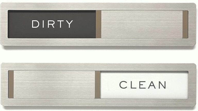 Clean dirty magnet for dishwasher, Kubik Letters Premium Stainless Steel Grade 304, Kitchen Organizers and Storage Decor Accessories, Extra Adhesive Tapes Included.