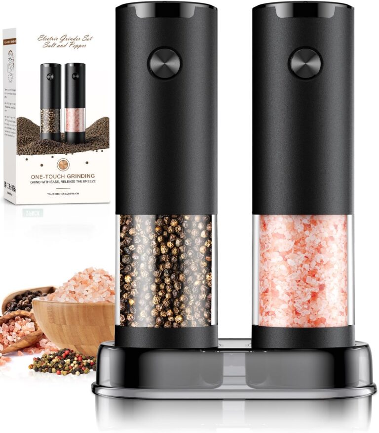 Electric Salt and Pepper Grinder Set Automatic Battery Pepper Mill Shakers Adjustable Coarseness Upgraded Larger Capacity with Led Home and Kitchen Appliances for New House Warming Gifts