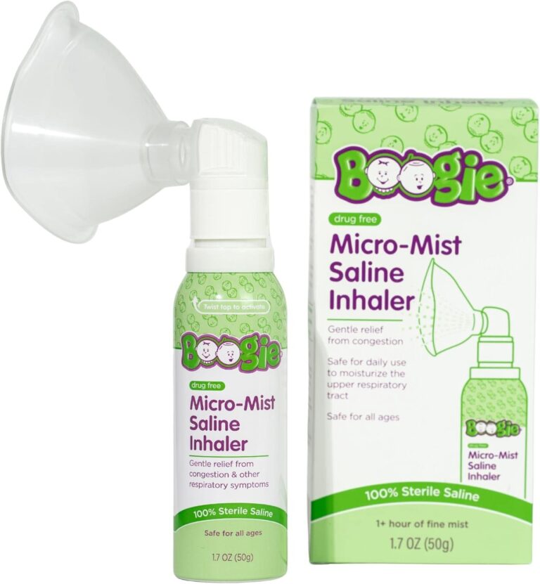 Boogie Micro-Mist Saline Inhaler, Baby Nose Congestion Relief, Nasal Spray for Kids, Pediatrician Recommended, 1.7oz Unscented – Pack of 1