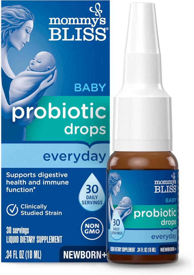 Mommy’s Bliss Baby Probiotic Drops, Daily Gas, Constipation, and Colic Symptom Relief + Immune Support, Newborns & Up, 0.34 Fl Oz (30 Servings)
