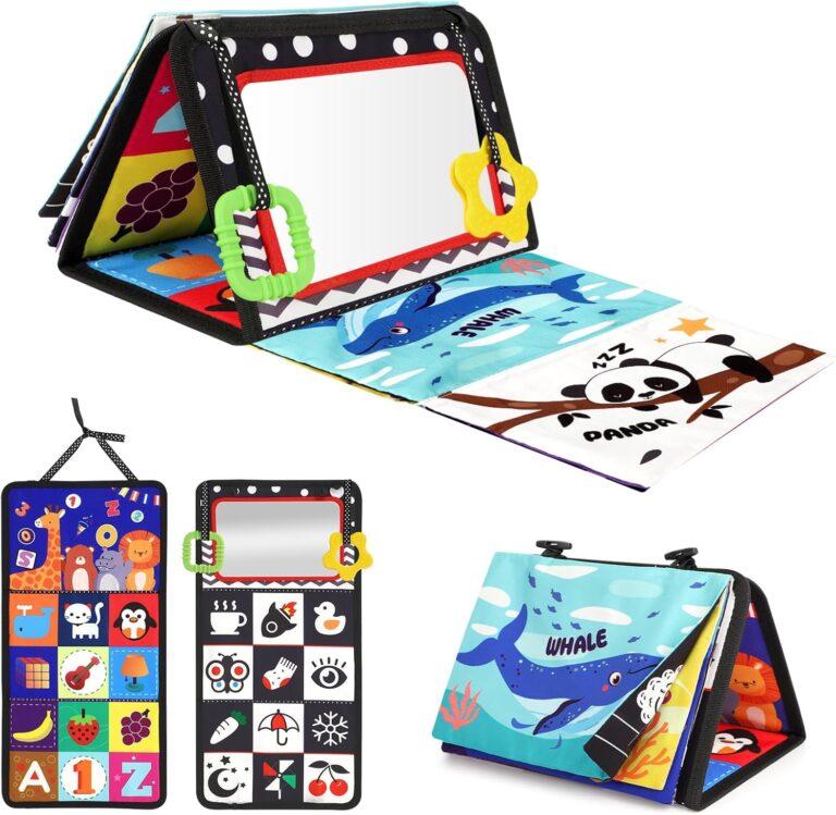 URMYWO Tummy Time Toy – Black and White High Contrast Baby Toys for Newborn – Baby Visual Stimulation Mirror – Montessori Sensory Crinkle Toy for Infant 0-3-6-12 Months – Shower Gift for Boy Girl