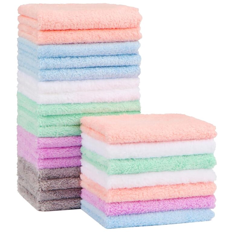 Orighty Baby Washcloths 24-Pack(7”x9”), Microfiber Coral Fleece Baby Towels, Super Soft and Absorbent Wash Cloths for Newborns, Infants and Toddlers, Gentle on Delicate Skin for Face Hands and Body