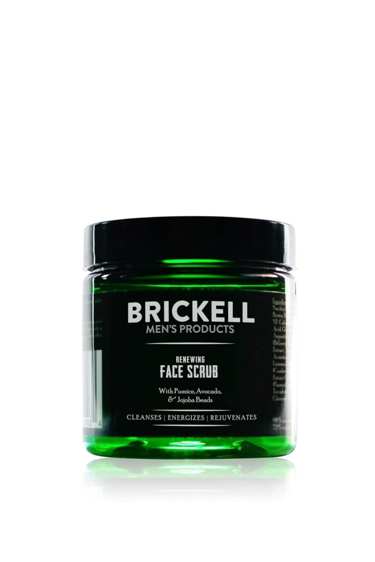 Brickell Men’s Renewing Face Scrub for Men, Natural and Organic Deep Exfoliating Facial Scrub Formulated with Jojoba Beads, Coffee Extract and Pumice, 4 Ounce, Scented