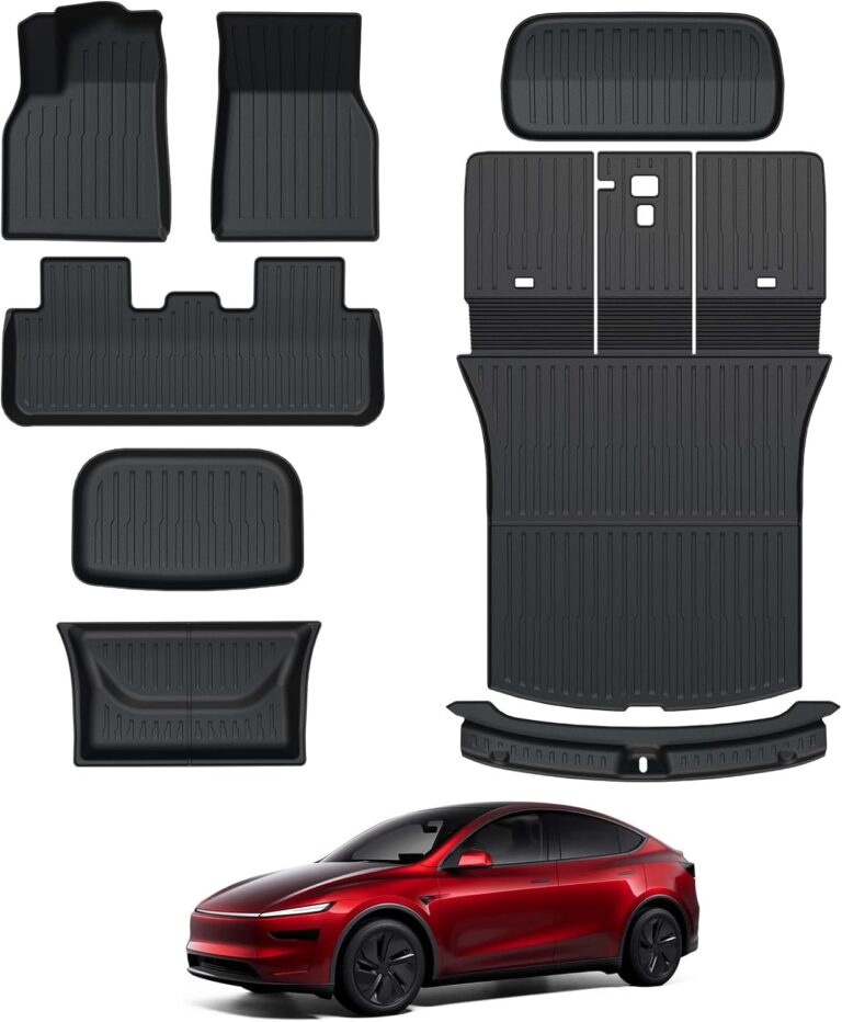 Floor Mats for 2025 2026 Tesla Model Y Juniper, 8PCS All Weather Full Set Cargo Liners Accessories, 3D TPE Odorless Floor Mat Trunk Frunk Rear Well Mats Custom for 5-Seater(Not Fit 7Seat)