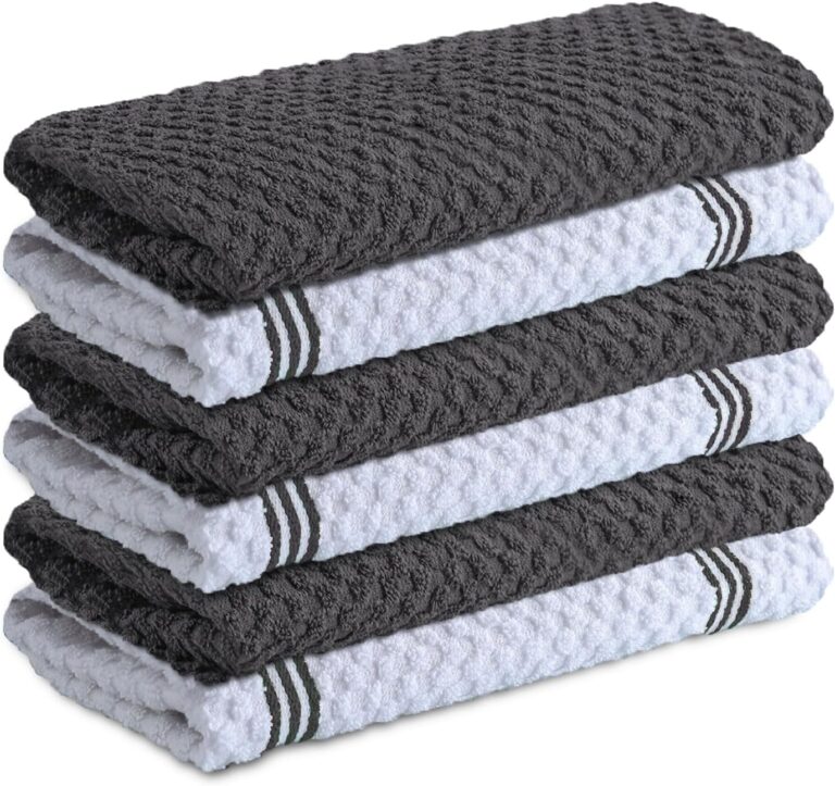 Infinitee Xclusives 100% Cotton Kitchen Towels – 15×25 Inch Ultra Soft Tea Towel, Super Absorbent Terry Dish Towels for Kitchen Linens |Grey|
