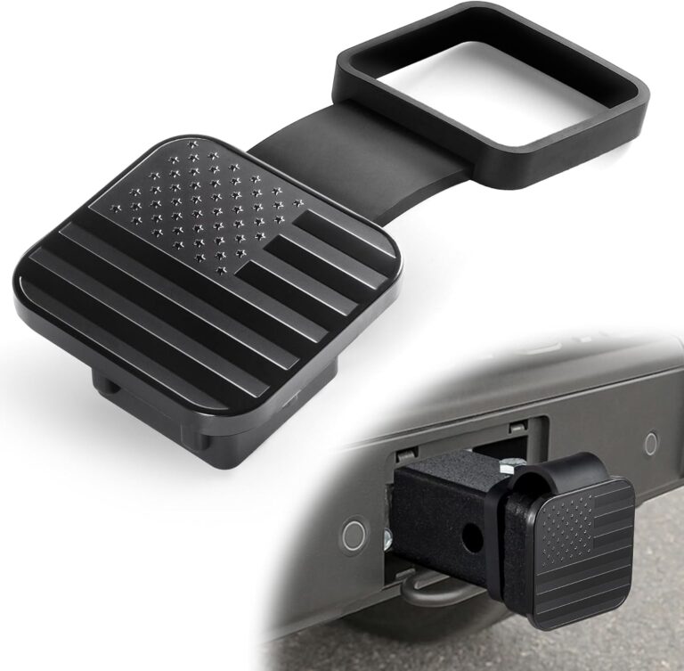 UYYE 2 Inch Rubber Trailer Hitch Cover, American Flag Rubber Tow Tube Cover Plug Cap, Car Exterior Accessories Fits for Most Vehicles Hitch Receivers, Hitch Cover Tube Plug Cap (Black)
