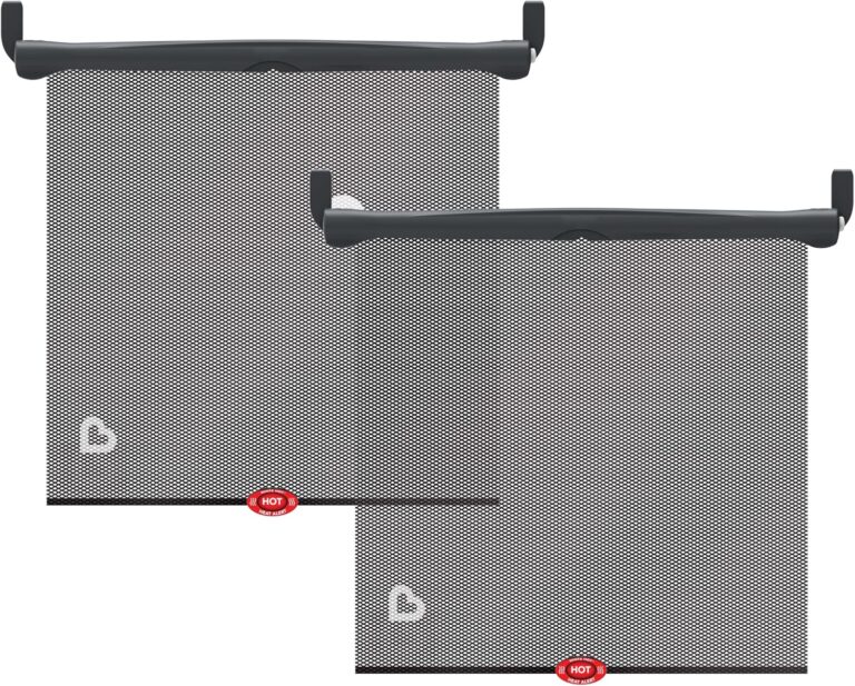 Munchkin Brica Sun Safety Car Window Shade with Heat Alert, Helps Block UVA/UVB Rays, 2 Pack, Black