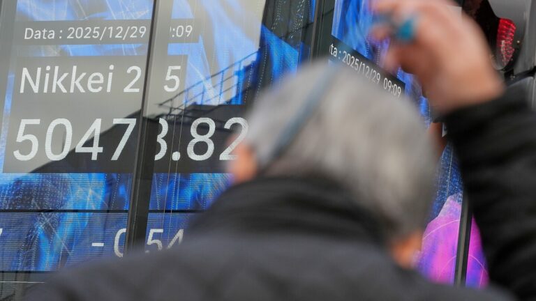 Asian shares are mostly lower as 2025 comes to a close